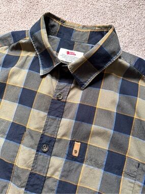 Mens Fjallraven High Coast Big Check Short Sleeve Button Up Shirt Size XL